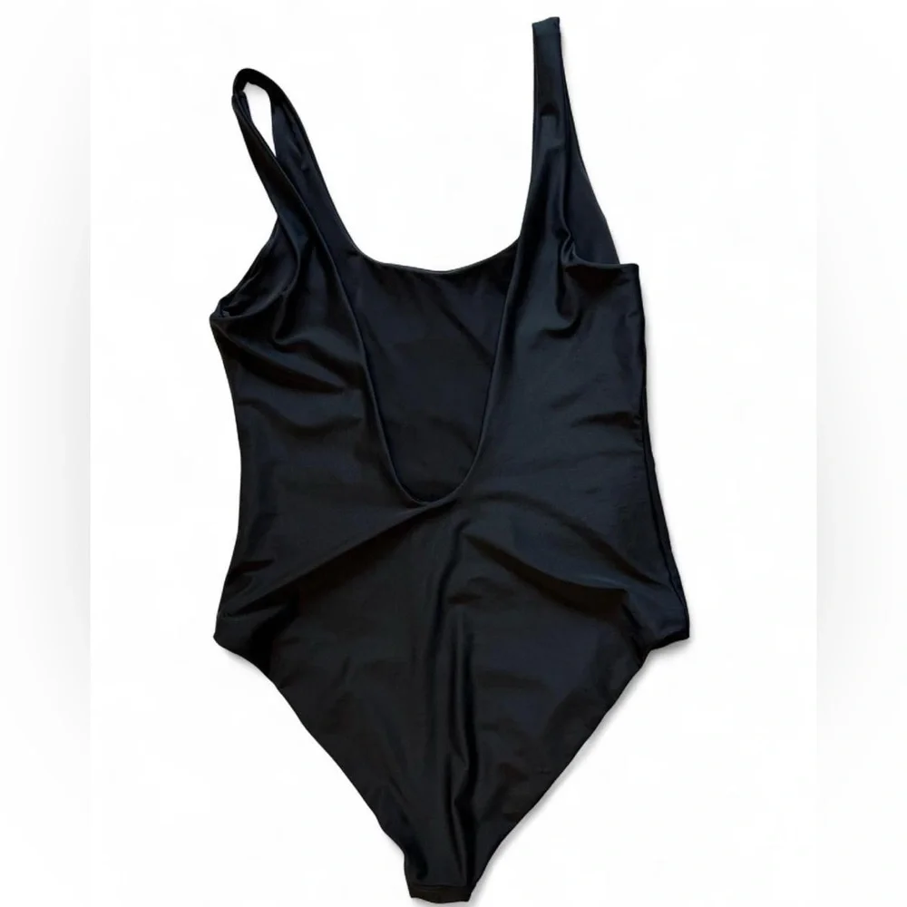 Onia Black Solid Square Neck One-Piece Swimsuit Women's Size Large (estimated)